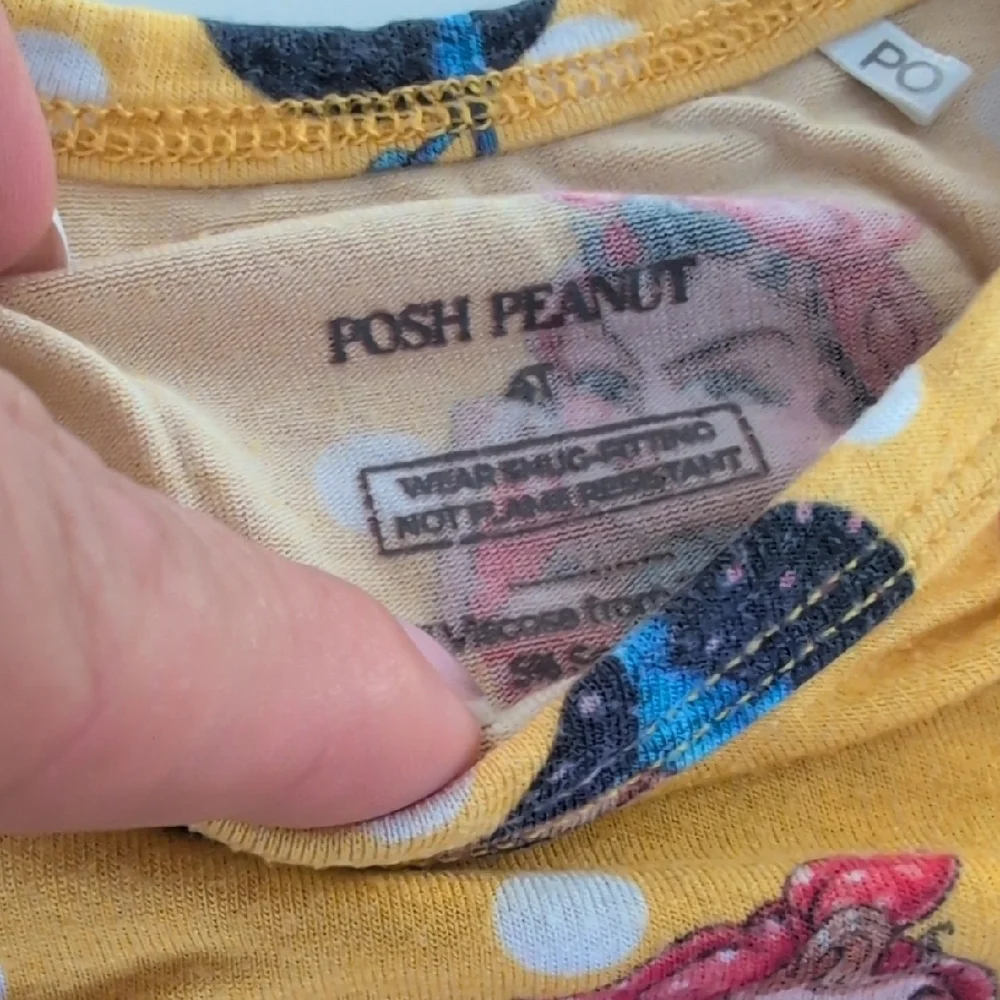 Posh Peanut Yellow Character Print Long Sleeve Pajama Set with White Polka Dots